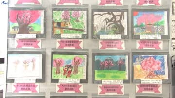 石割桜や小岩井農場そして高松の池など舞台に小学生が描く　「桜の札所・絵画コンクール」入賞65作品ずらり　盛岡駅2階で展示