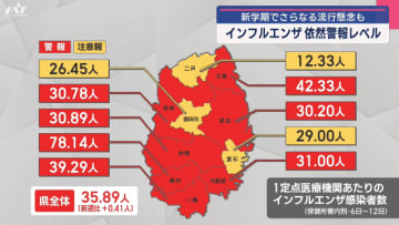 インフルエンザなど感染症最新情報（１／６〜１２）【岩手】