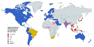 3月8日に各国で最も聴かれた日本の女性アーティストは？