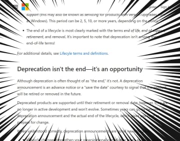 「非推奨は終わりではなく、おぽちゅにてぃだ！」Microsoft公式による非推奨化の解説がやけに丁寧すぎる／正しく理解すれば「非推奨」はユーザーに有益なものとなるそう【やじうまの杜】
