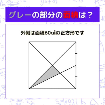 【図形問題】グレーの部分の面積を求めよ！＜Vol.1146＞