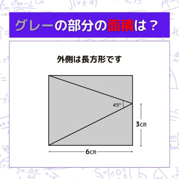 【図形問題】グレーの部分の面積を求めよ！＜Vol.1248＞