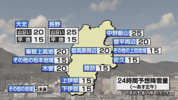 南岸低気圧などの影響　19日かけて県内は断続的に強い雪の降る所もある予想　路面の凍結や交通障害に十分注意【長野】