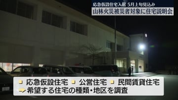 山林火災被災者を対象に住宅説明会　応急仮設住宅入居は5月上旬見込み