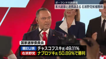 ポーランド大統領選、右派の野党推すナブロツキ氏が勝利