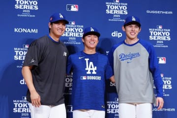 大谷＆朗希と並ぶと…由伸に「Oh no」　記者会見後にまさかの行動「かわいすぎないか？笑」