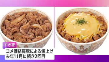 【すき家】「牛丼 並盛」450円→480円・「牛丼 大盛」650円→680円　3月18日から値上げ　「カレー」は価格を据え置き