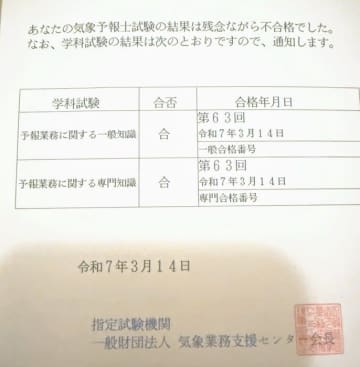 サッシャ、気象予報士試験5度目の挑戦の結果を報告「たくさんの応援ありがとうございました」