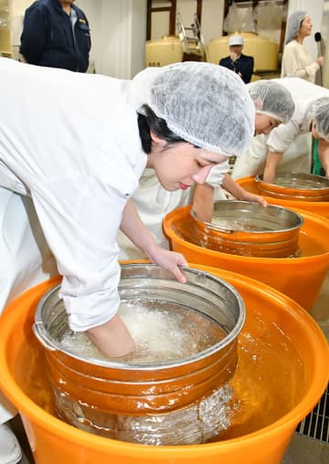 東京大の学生が酒造りを体験　天童の酒蔵訪れる