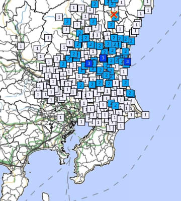 【速報】最大震度3の地震　震源は福島県中通り　M4.3　千葉県は成田市で震度2