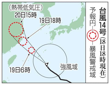 台風14号、沖縄に接近　強風や大雨に注意