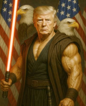 トランプ氏、暗黒面に？　スター・ウォーズ模す画像