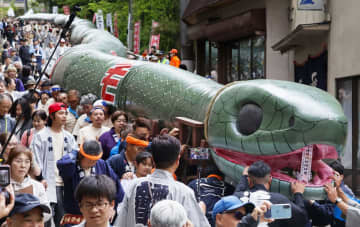 108メートルの大蛇みこし担ぐ　群馬・老神温泉で12年ぶり