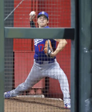 大谷、ブルペンで35球　実戦意識の投球練習