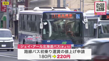 初乗り運賃『180円から220円へ…40円値上げ』ジェイ・アール北海道バスが札幌や江別市など6市町を走る路線で申請＜運転手の待遇改善や燃料費高騰などが理由＞改定は12月1日からの予定_北海道