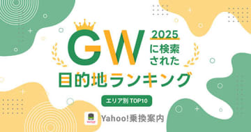 2025年のGWに最も検索された目的地ランキングは？「Yahoo!乗換案内」で調査