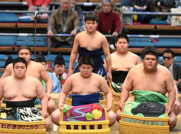 新序出世披露　横綱常ノ花のやしゃご山野辺、国立大出身の朝力丸が一番出世披露に