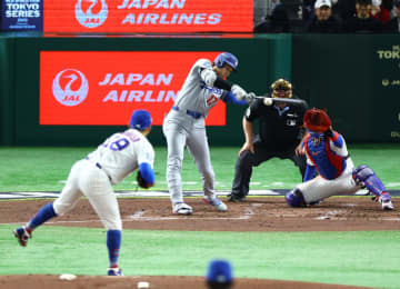 大谷翔平　強烈打球も二塁手の正面　豪快な打球音にスタンドどよめく　第2打席はセカンドライナー