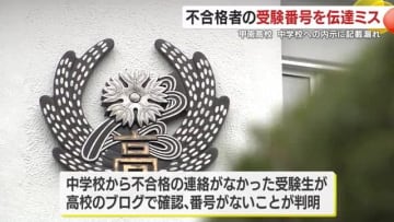 不合格者の受験番号を伝達ミス　甲南高校から中学校への内示に記載漏れ　鹿児島県