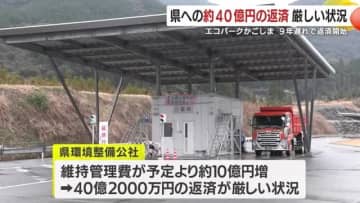 管理型の産業廃棄物最終処分場「エコパークかごしま」　県への約４０億円の返済厳しい状況　鹿児島県