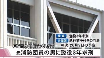 玉名市の倉庫に放火した罪 元消防団員の男に懲役３年求刑【熊本】