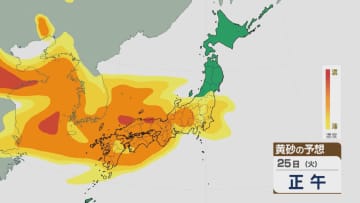 【黄砂情報】25日は西日本から次第に黄砂が飛来 日中には関東にも達する見込み 交通障害などに注意を 最新のシミュレーション