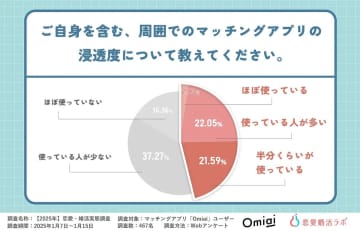 マッチングアプリの併用が主流に！ 約半数が2個以上登録、公的サービス利用は13％と低迷