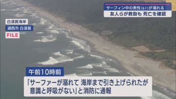 サーフィンをしていた６１歳の男性が溺れて死亡　静岡・湖西市の海岸