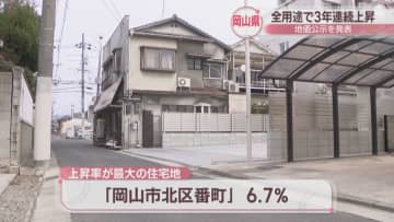 岡山県の地価公示　平均変動率が3年連続で上昇　上昇率が最大の住宅地は「岡山市北区番町」