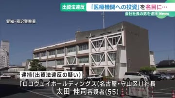 元本保証と利息の支払いを約束し金を預かった出資法違反容疑　名古屋の会社社長を逮捕