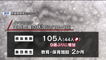 インフルエンザの患者数が9週間ぶり増加　引き続き感染対策を