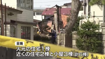 潟上市で6棟全焼の火事　自宅に放火の疑いで男(55)逮捕