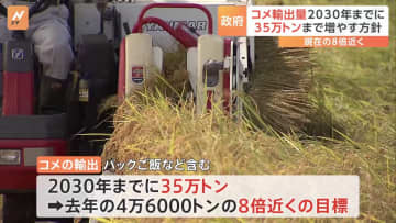 コメ輸出量　政府“2030年までに35万トン”　現在の8倍近くの目標　今月中にも閣議決定の見通し