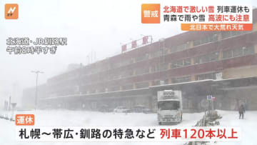 北日本を襲う猛吹雪　北海道では交通などに深刻な影響　列車120本以上運休に