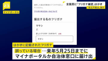 戸籍に「フリガナ」記載へ　改正戸籍法が26日から施行　はがきでフリガナを通知　誤りあれば1年以内に届け出が必要