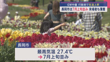 長岡市は「7月上旬並み」約16万本のチューリップが見頃、来場者も薄着の姿に【新潟】