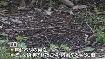 遊歩道でポリ袋に入った男性の遺体　激しく損壊された状態　肋骨や内臓など遺体の一部30個ほどが袋に